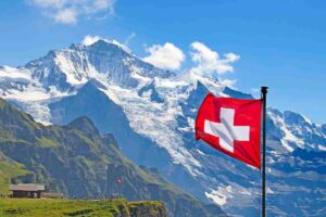Paesaggio e bandiera della Svizzera